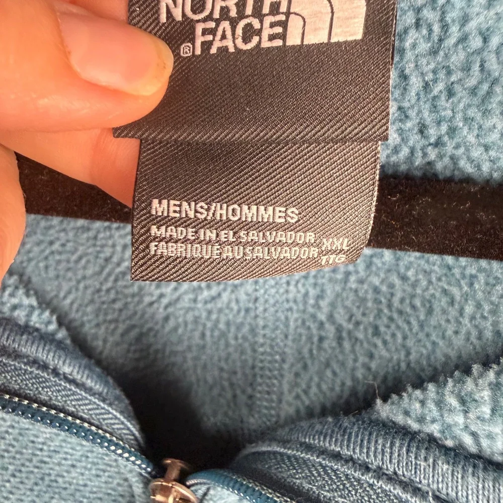 The North Face Men's Teal Blue Waffle Knit Fleece Lined Quarter Zip Size XXL